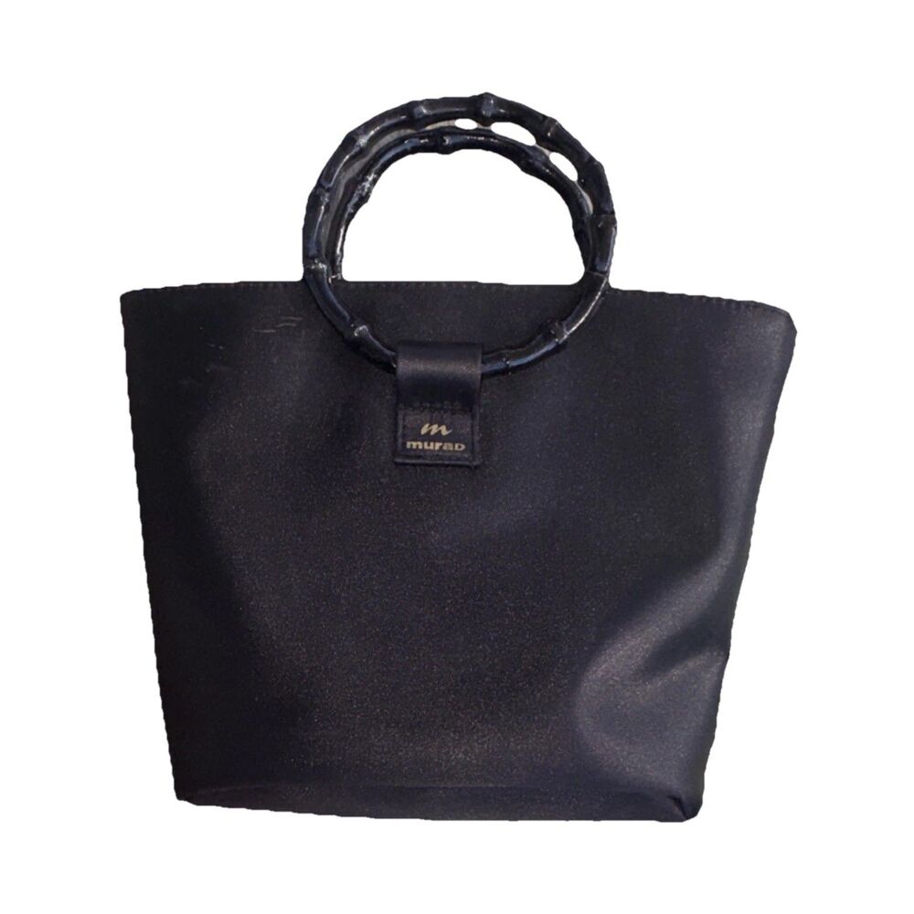 murad Black Small Top Handle Bag Bamboo Handle Magnetic Gold Women's